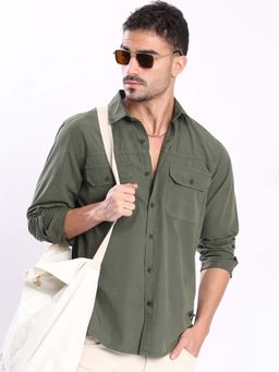 Bene Kleed - Olive Cotton Full Sleeves Shirt