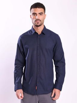 Bene Kleed - Teal Cotton Linen Blend Full Sleeves Shirt