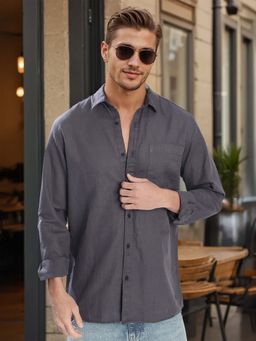 Bene Kleed - Grey Cotton Blend Full Sleeves Shirt