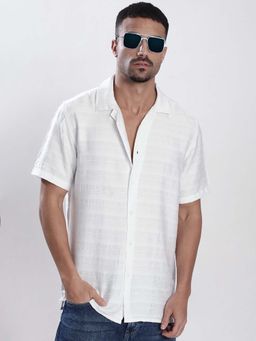 Bene Kleed - White Cotton Blend Half Sleeves Shirt
