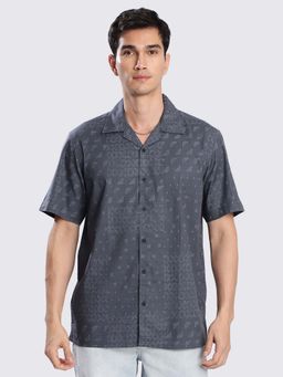 Bene Kleed - Grey Cotton Lycra Half Sleeves Shirt