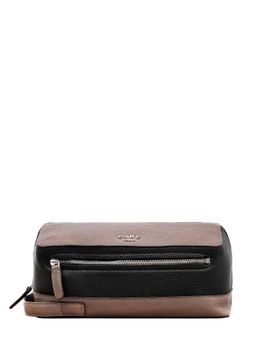 Eske - Brut Leather Travel Pouch With Spacious Compartment, Grey Black Bahamas
