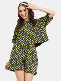 Zivame - Black Rosaline Fruit Fusion Knit Cotton T-Shirt with Shorts (Set of 2)