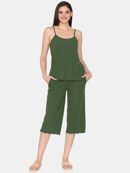 Zivame - Green 2 Mile Knit Poly Top with Capri (Set of 2)