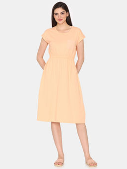 Zivame - Beige 2 Mile Knit Cotton Mid Length Nightdress