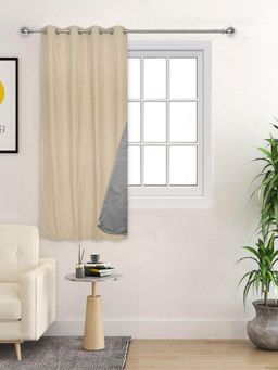 Saral Home - D Mond Cotton Woven Window Curtain 100% Light Blocking - Beige