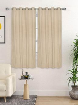 Saral Home - D Mond Cotton Woven 2 Window Curtain 75% Light Blocking - Beige