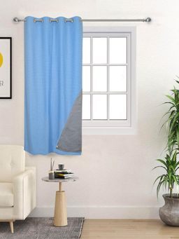 Saral Home - D Mond Cotton Woven Window Curtain 100% Light Blocking - Blue