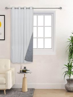 Saral Home - D Mond Cotton Woven Window Curtain 100% Light Blocking - Grey