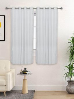 Saral Home - D Mond Cotton Woven 2 Window Curtain 75% Light Blocking - Grey