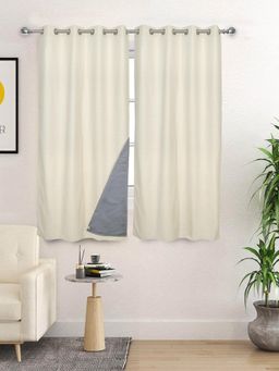 Saral Home - D Mond Cotton Woven 2 Window Curtain 100% Light Blocking - Ivory
