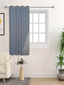 Saral Home - D Mond Cotton Woven Window Curtain 100% Light Blocking - Navy Blue