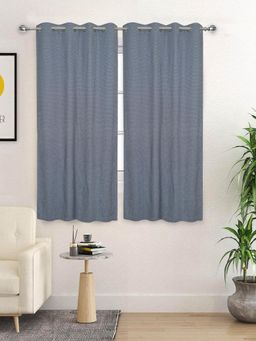 Saral Home - D Mond Cotton Woven 2 Window Curtain 75% Light Blocking - Navy Blue