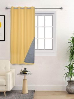 Saral Home - D Mond Cotton Woven Window Curtain 100% Light Blocking - Yellow