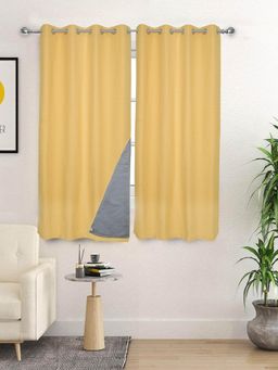 Saral Home - D Mond Cotton Woven 2 Window Curtain 100% Light Blocking - Yellow