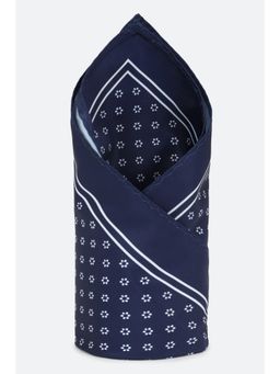 Louis Philippe - Men Navy Blue Floral Print Formal Pocket Square