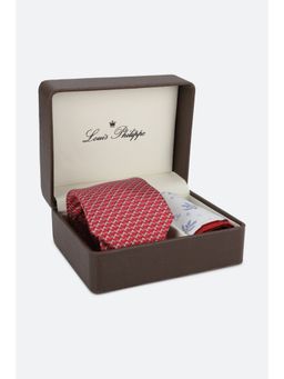 Louis Philippe - Men Red Printed Tie & Pocket Square