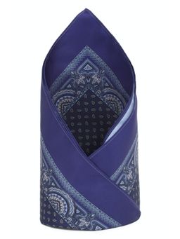 Peter England - Men Navy Blue Paisley Print Formal Pocket Square