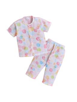 Polka Tots - Unisex Pink Cotton Half Sleeve Polka Dots Printed Night Suits