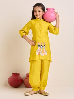 ZIP ZAP ZOOP - Girls Yellow Embroidered Kurta With Salwar