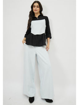 AAREIN - Black Polyester Collar Neck Stripes Co-Ord Set