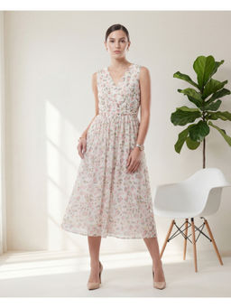 MISH - Off White Floral Printed Sleeveless Dress