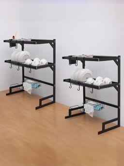 USHA SHRIRAM - Carbon Steel Plate Bowl Holder Sink Organiser (Pack of 2, Double Layer)