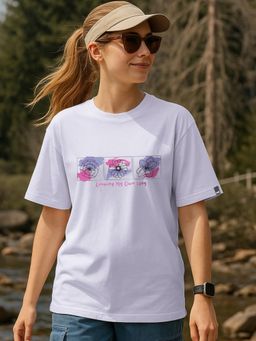 Bewakoof - Women Purple Growing Way Graphic Printed Oversized T-Shirt