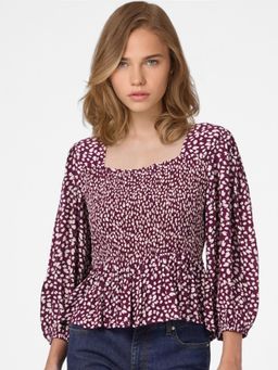 ONLY - Women Printed Maroon Top