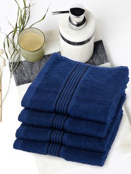 KOPA - Quick Dry 100% Cotton Soft Terry Towel -4Pc Face Towel D'Ross Solid-Navy Blue
