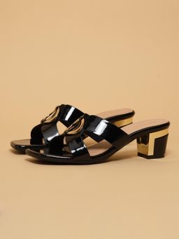 ERIDANI - Alyna Black Patent Sandal Heels
