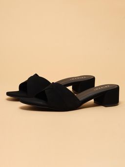 ERIDANI - Hayden Black Slip On Sandal Heels