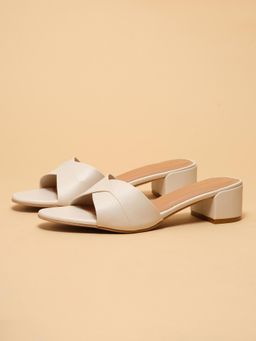 ERIDANI - Hayden Off White Slip On Sandal Heels