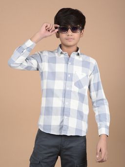 CRIMSOUNE CLUB - Boys Blue Checks Button Down Collar Shirt