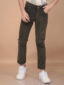 CRIMSOUNE CLUB - Boys Solid Olive Corduroy Trouser
