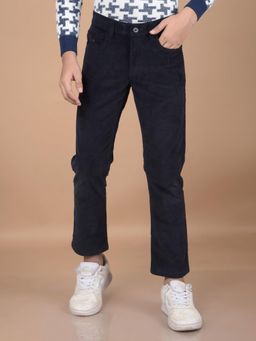 CRIMSOUNE CLUB - Boys Solid Navy Blue Corduroy Trouser