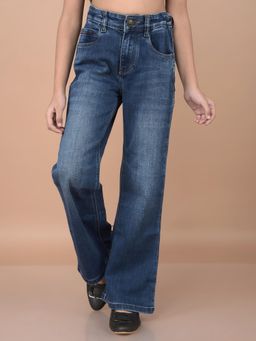 CRIMSOUNE CLUB - Girls Solid Blue Bootcut Jeans