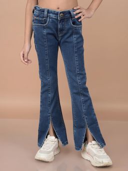 CRIMSOUNE CLUB - Girls Solid Blue Bootcut Jeans