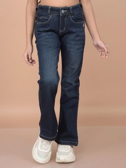 CRIMSOUNE CLUB - Girls Solid Blue Bootcut Jeans