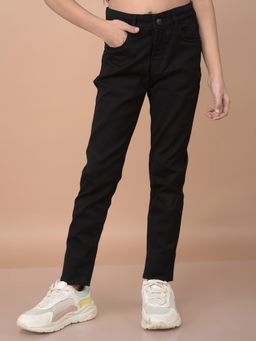 CRIMSOUNE CLUB - Girls Solid Black Skinny High Waist Jeans