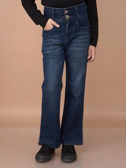 CRIMSOUNE CLUB - Girls Blue Bootcut High Waist Jeans