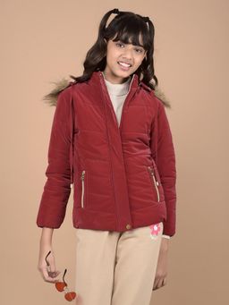 CRIMSOUNE CLUB - Girls Red Hooded Neck Puffer Jacket