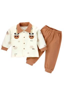 Little Surprise Box - Brown Panda Full Sleeves Shirt with Matching Pant (Set of 2)
