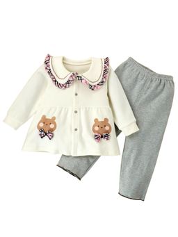 Little Surprise Box - Pink Black Long Frock Style Top & Pant (Set of 2)