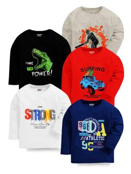 Kuchipoo - Multi-Color Graphic Print Boys Regular Fit T-Shirt (Set of 5)