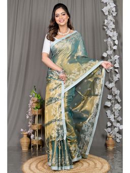 DipDiya - Olive Woven Cotton Silk Saree with Unstitched Blouse
