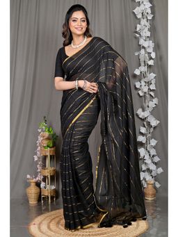 DipDiya - Black Woven Cotton Blend Saree