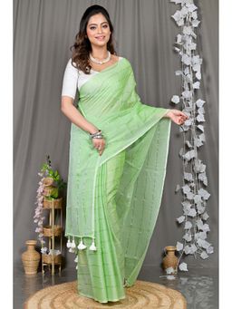 DipDiya - Green Woven Cotton Blend Saree