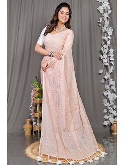 DipDiya - Peach Woven Cotton Blend Saree