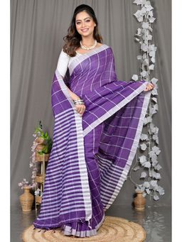 DipDiya - Lavender Woven Cotton Blend Saree with Unstitched Blouse